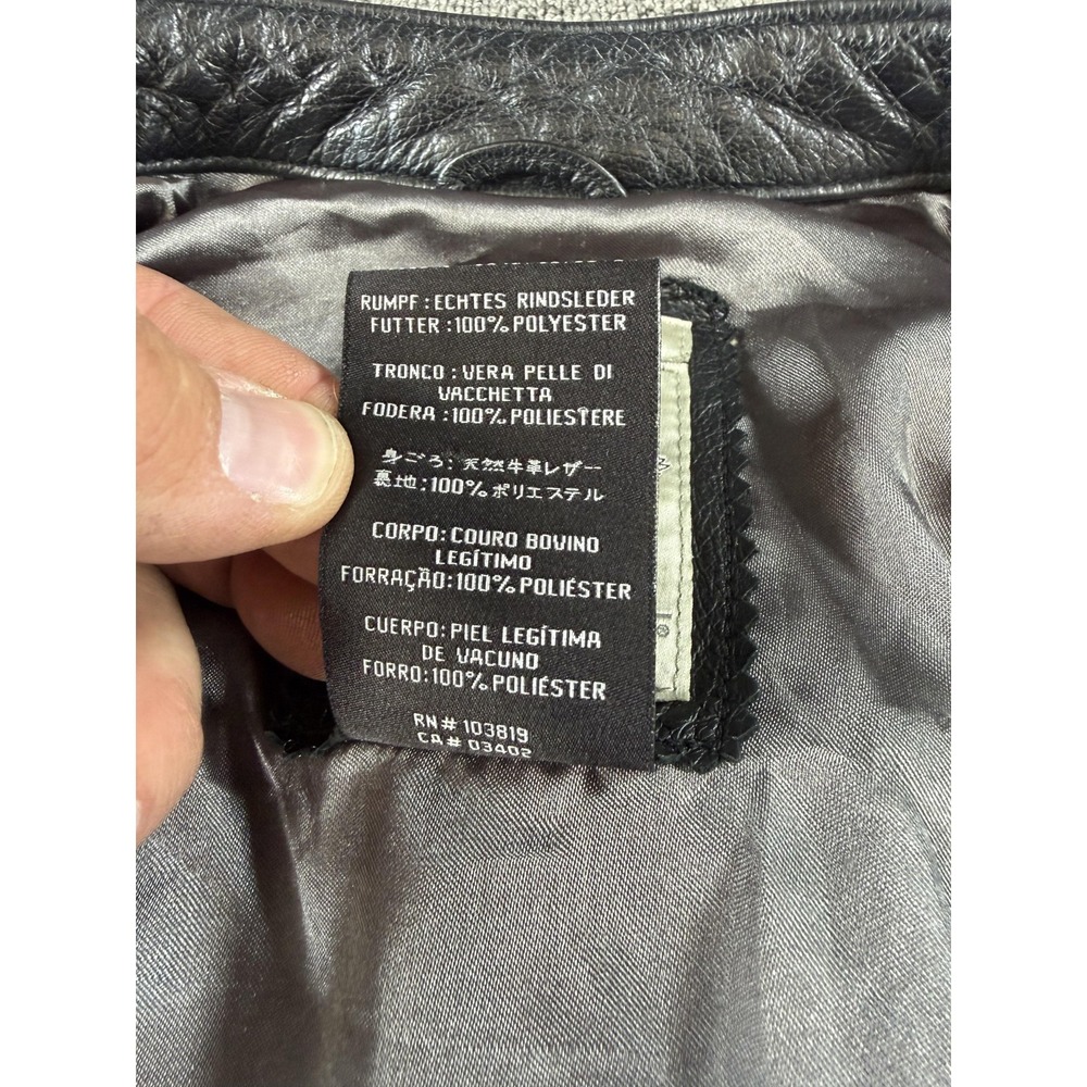 Harley Davidson Jacket Womens Medium Black Leather Motorcycle Rhinestone Zip - Picture 9 of 14